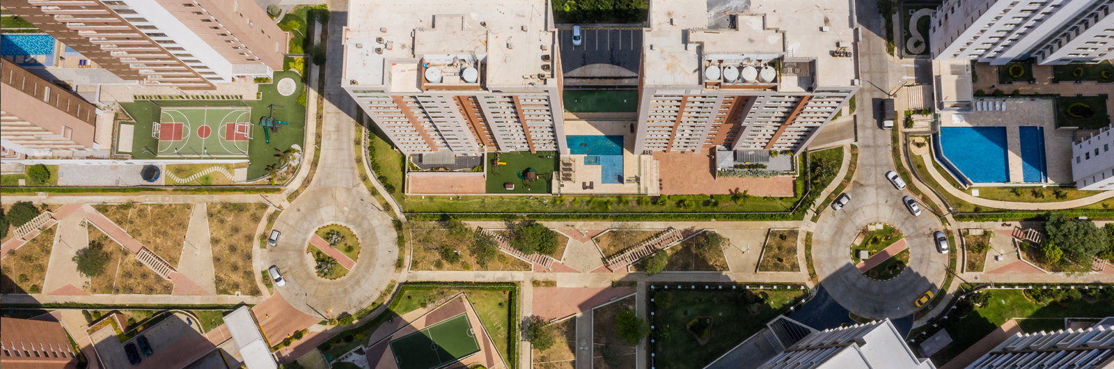 Vista aérea de un conjunto residencial